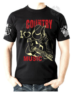 T-shirt danse country homme LAST REBELS - "I ❤ Country Music" - Vue de face