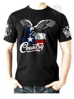 T-shirt danse country homme LAST REBELS - "Aigle Américain & Texas" - Vue de face