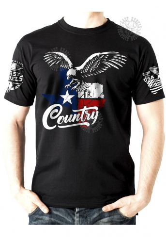 T-shirt Danse Country homme Last Rebels "Aigle américain" fondant sur drapeau Texan