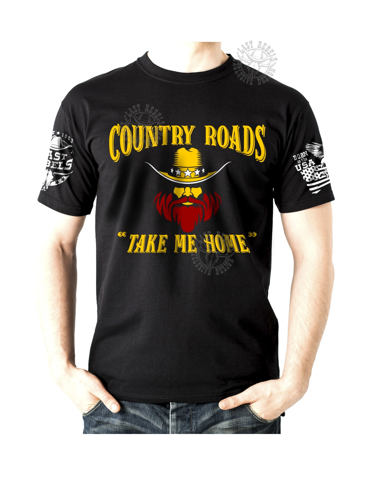 T-shirt danse country homme LAST REBELS - "Country Roads, Take Me Home" - Vue de face