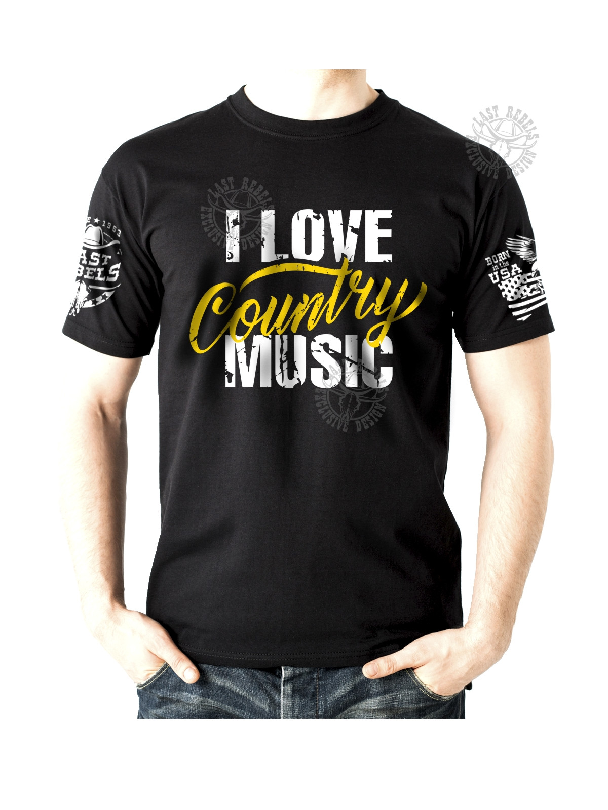 T-shirt danse country homme LAST REBELS - "I Love Country Music" - Vue de face