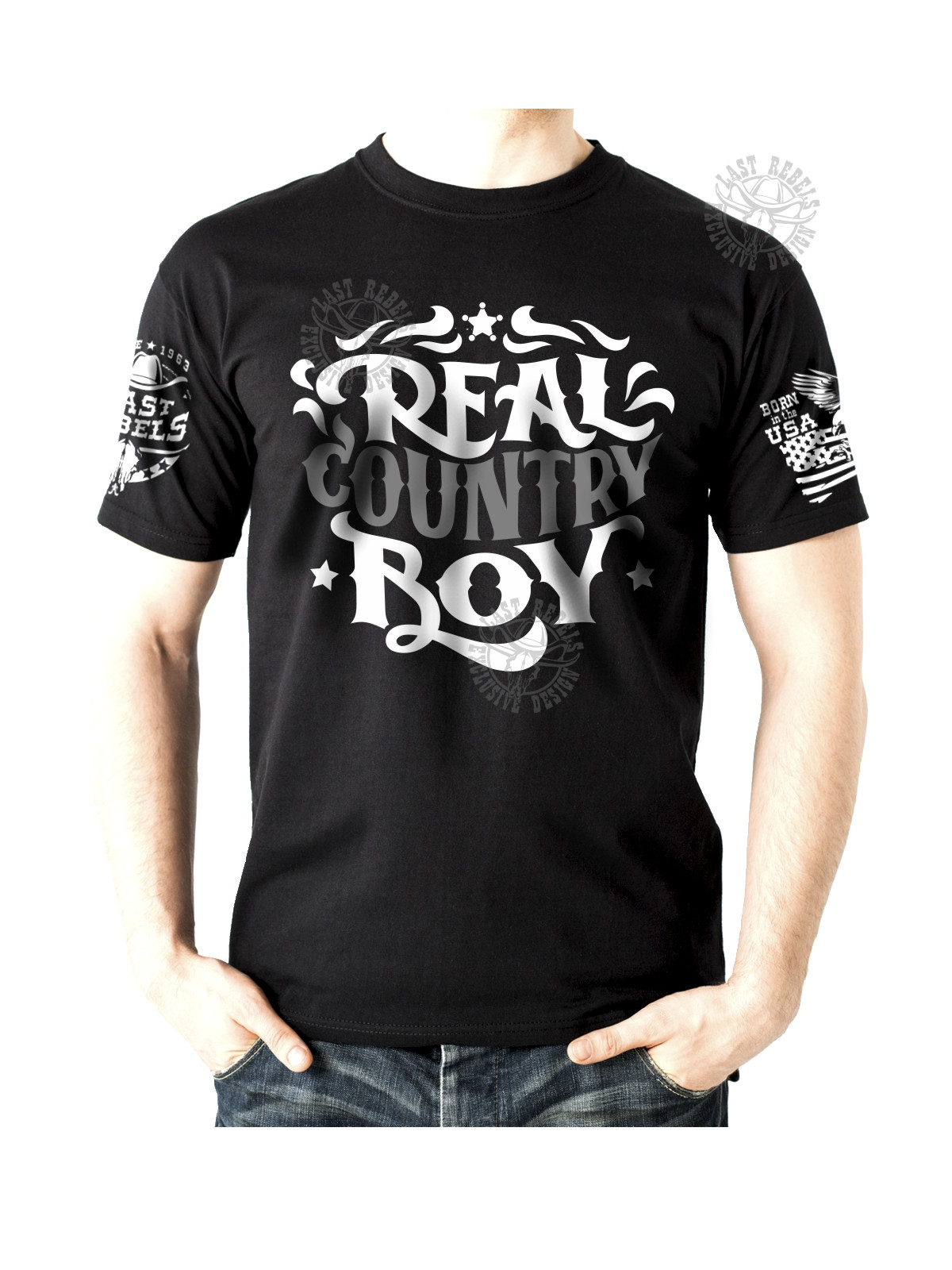 T-shirt danse country homme LAST REBELS - "Real Country Boy" - Vue de face