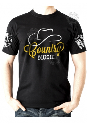 T-shirt Danse Country homme Last Rebels "Musique Country" avec chapeau de cowboy