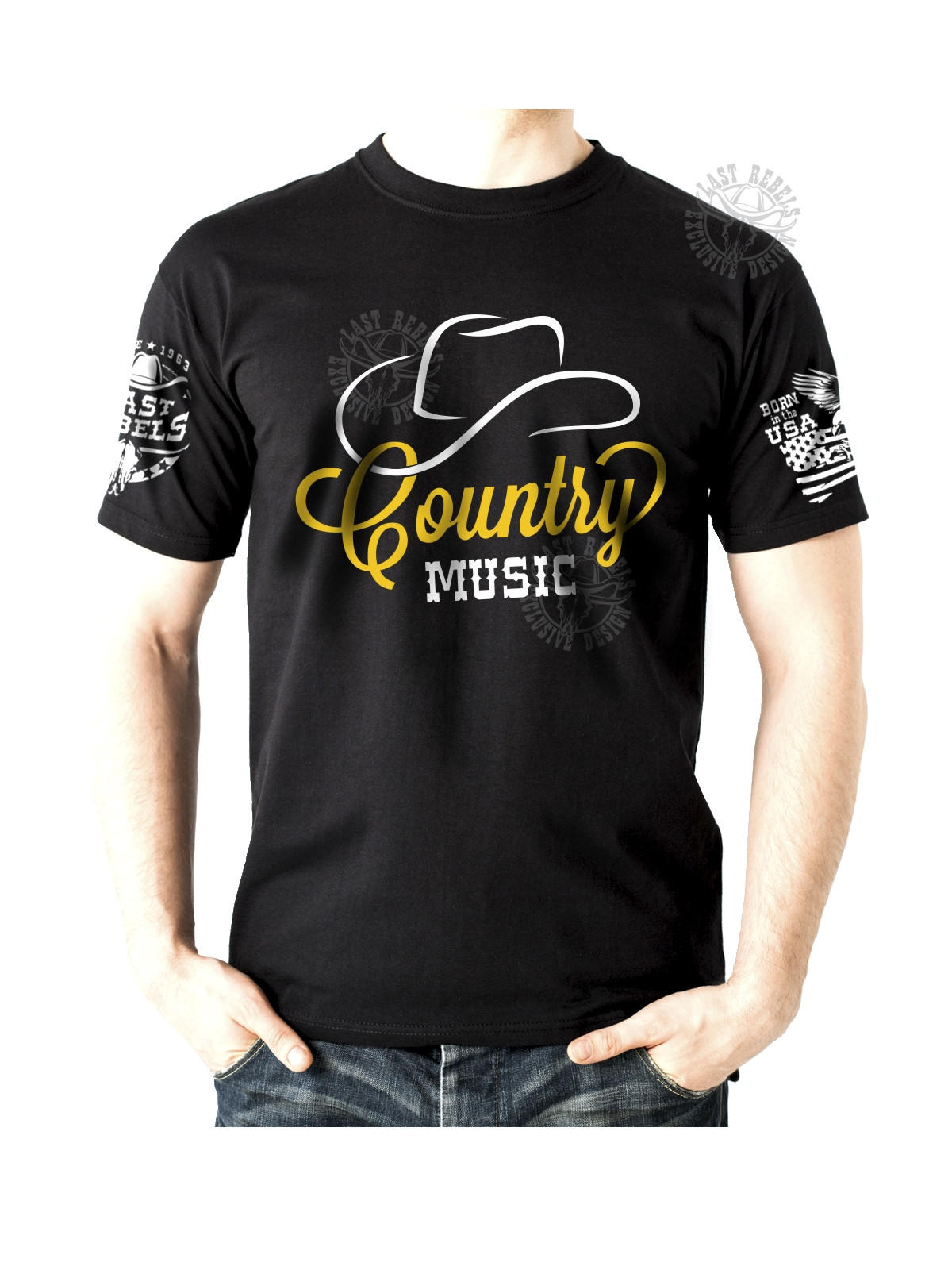 T-shirt danse country homme "Country Music" - LAST REBELS - Vue de face