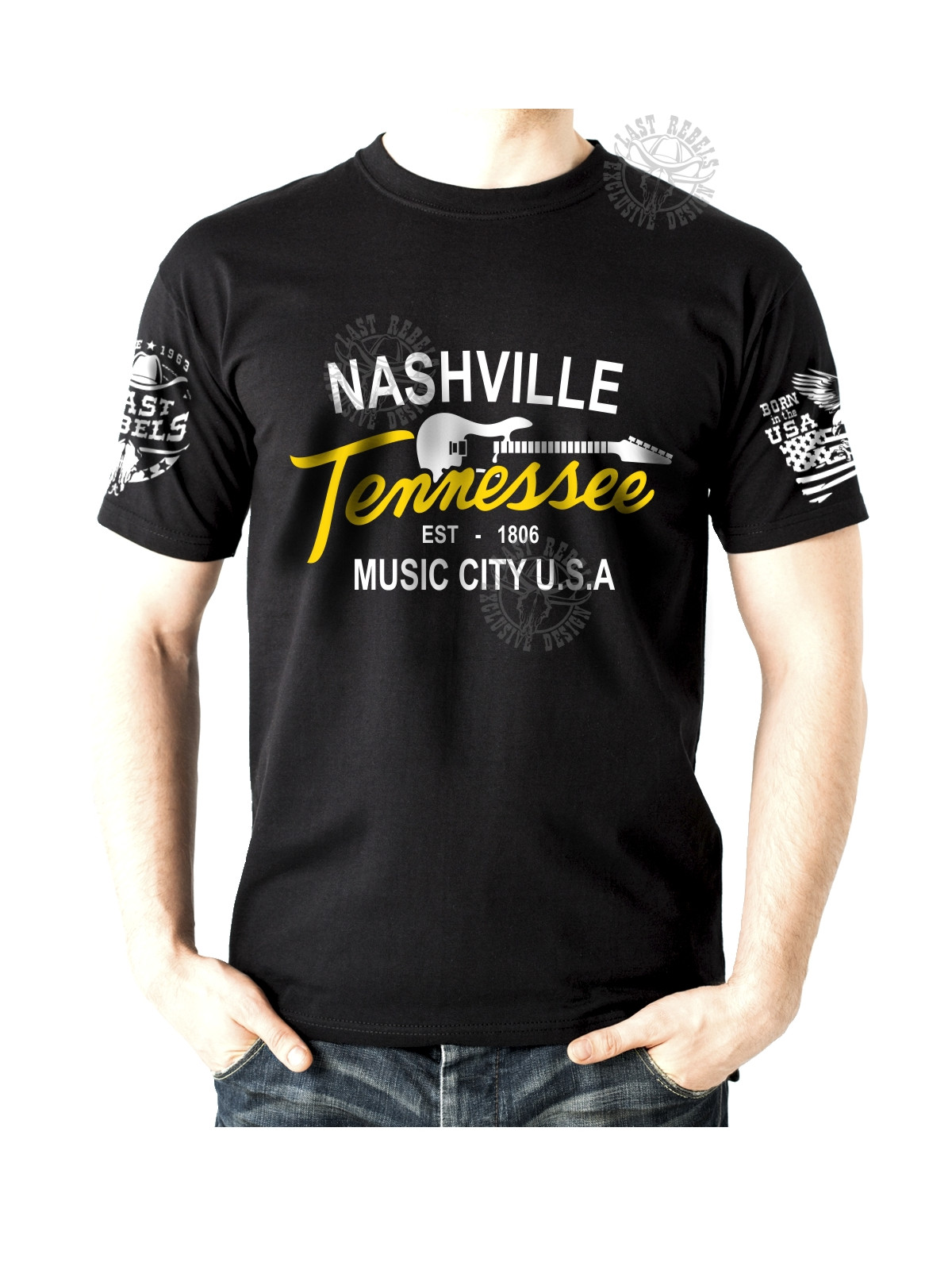 T-shirt danse country homme LAST REBELS - "Nashville Tennessee" - Vue de face