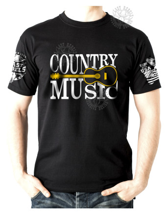 T-shirt danse country homme LAST REBELS - "Country Music & Guitare" - Vue de face