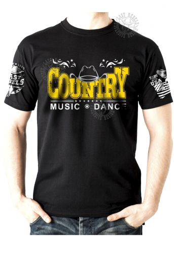 T-shirt Danse Country homme Last Rebels "Country" couvert d'un chapeau de cowboy