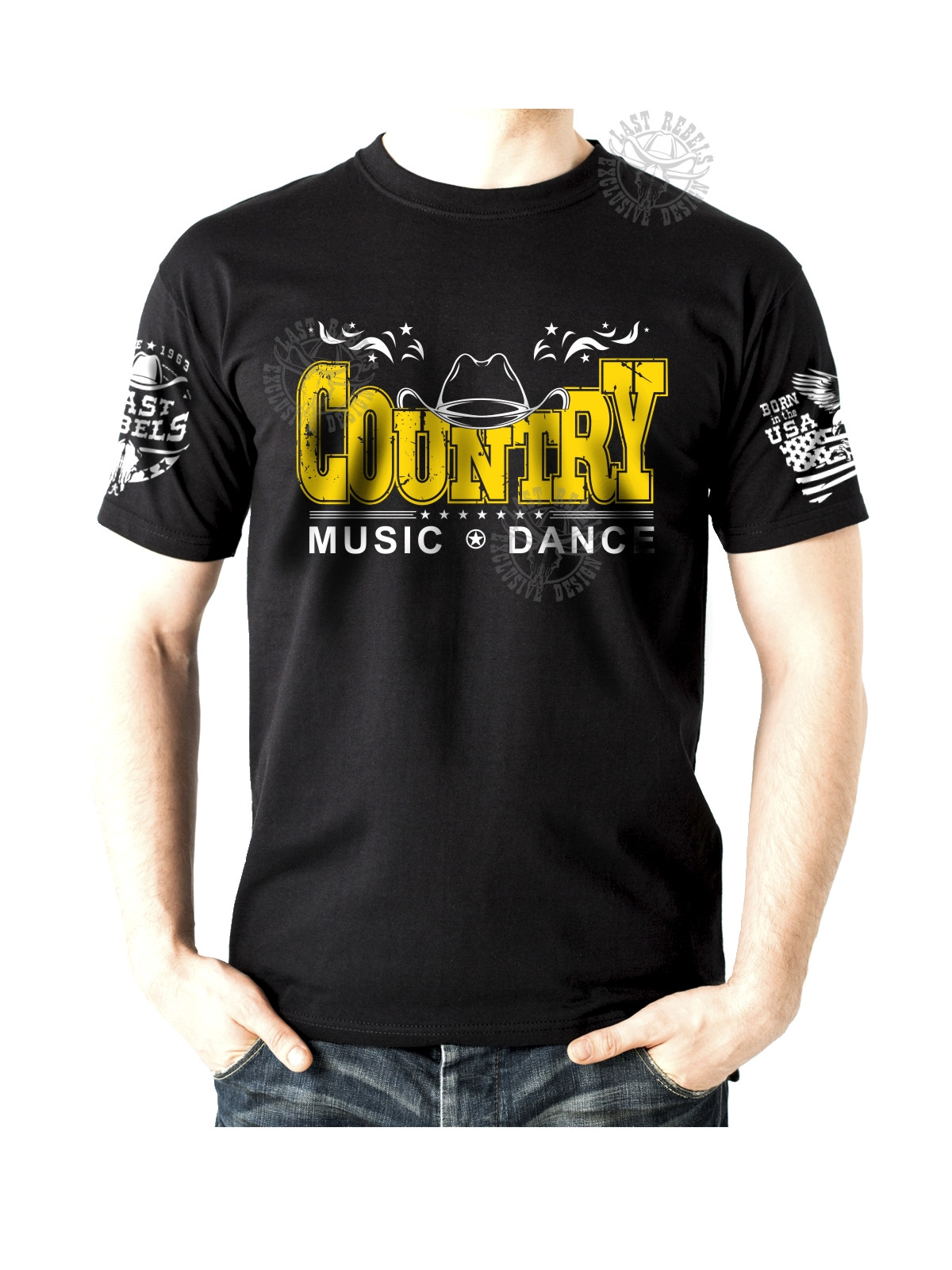 T-shirt danse country homme LAST REBELS - "Country Music and Dance" - Vue de face