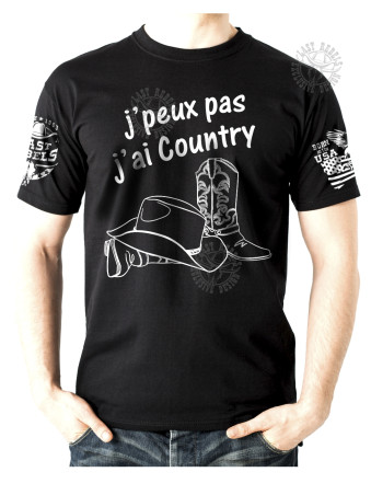 T-shirt danse country homme "Je peux pas, j’ai Country" LAST REBELS - Vue de face