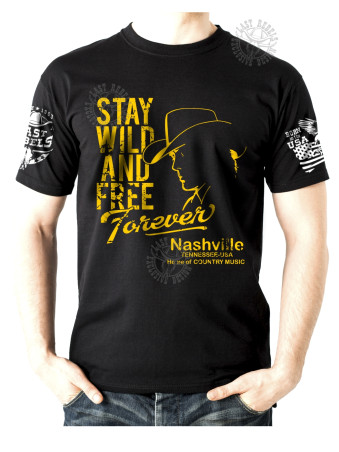 T-shirt danse country homme LAST REBELS - "Indomptable et Libre" - Vue de face