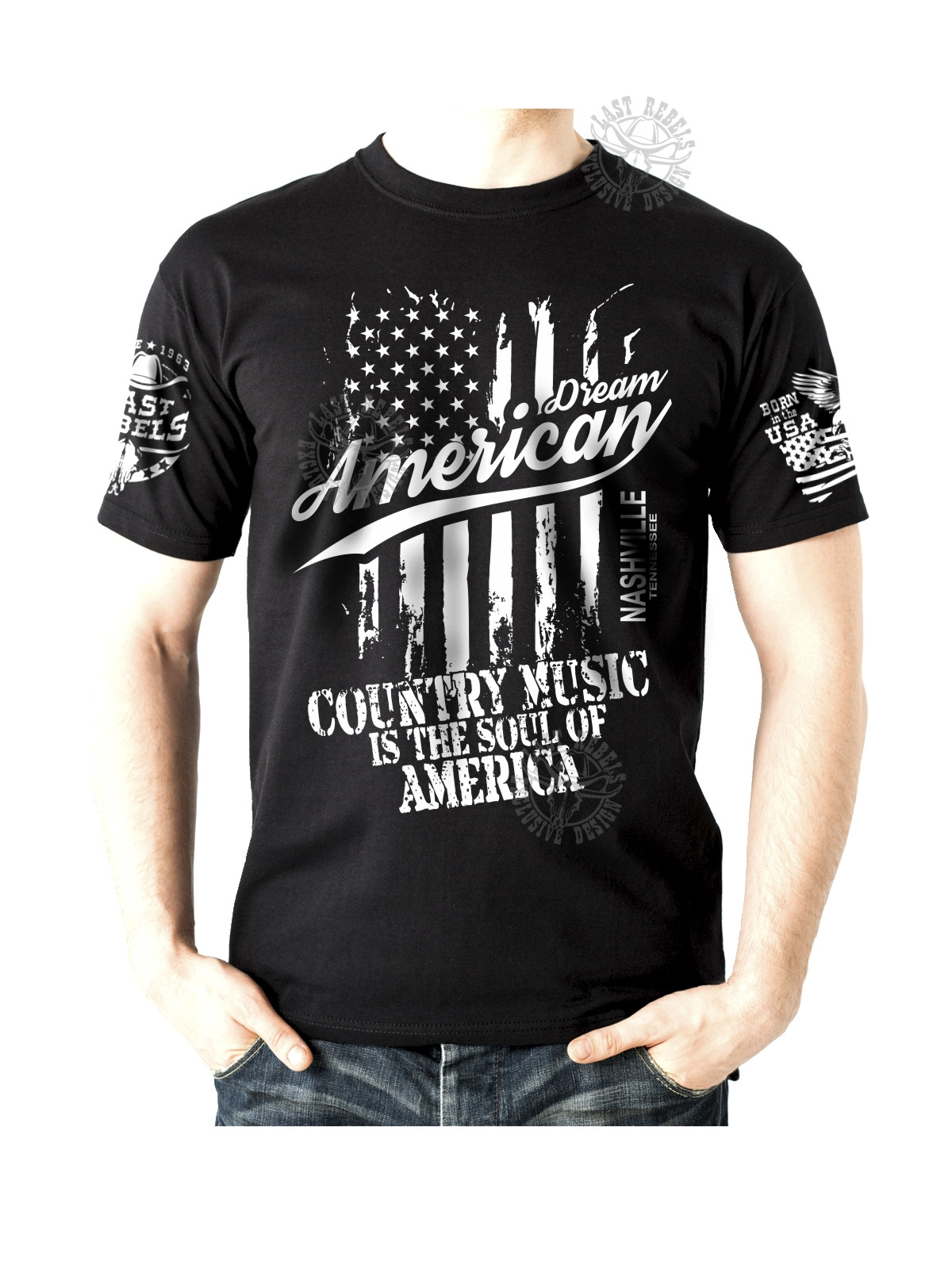T-shirt danse country homme LAST REBELS - "Rêvons d'Amérique" - Vue de face