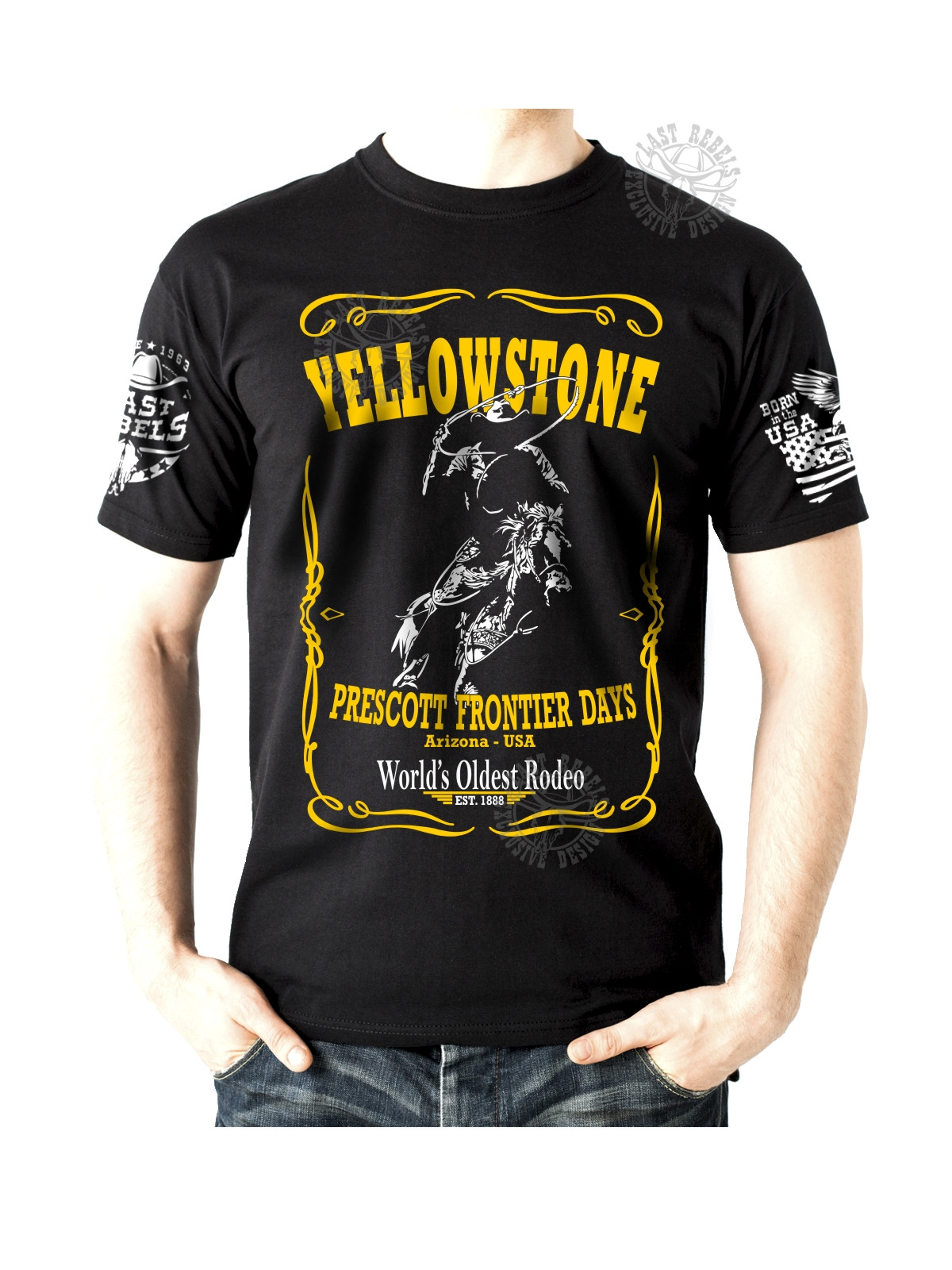 T-shirt danse country homme LAST REBELS - "Yellowstone & Rodéo Prescott" - Vue de face