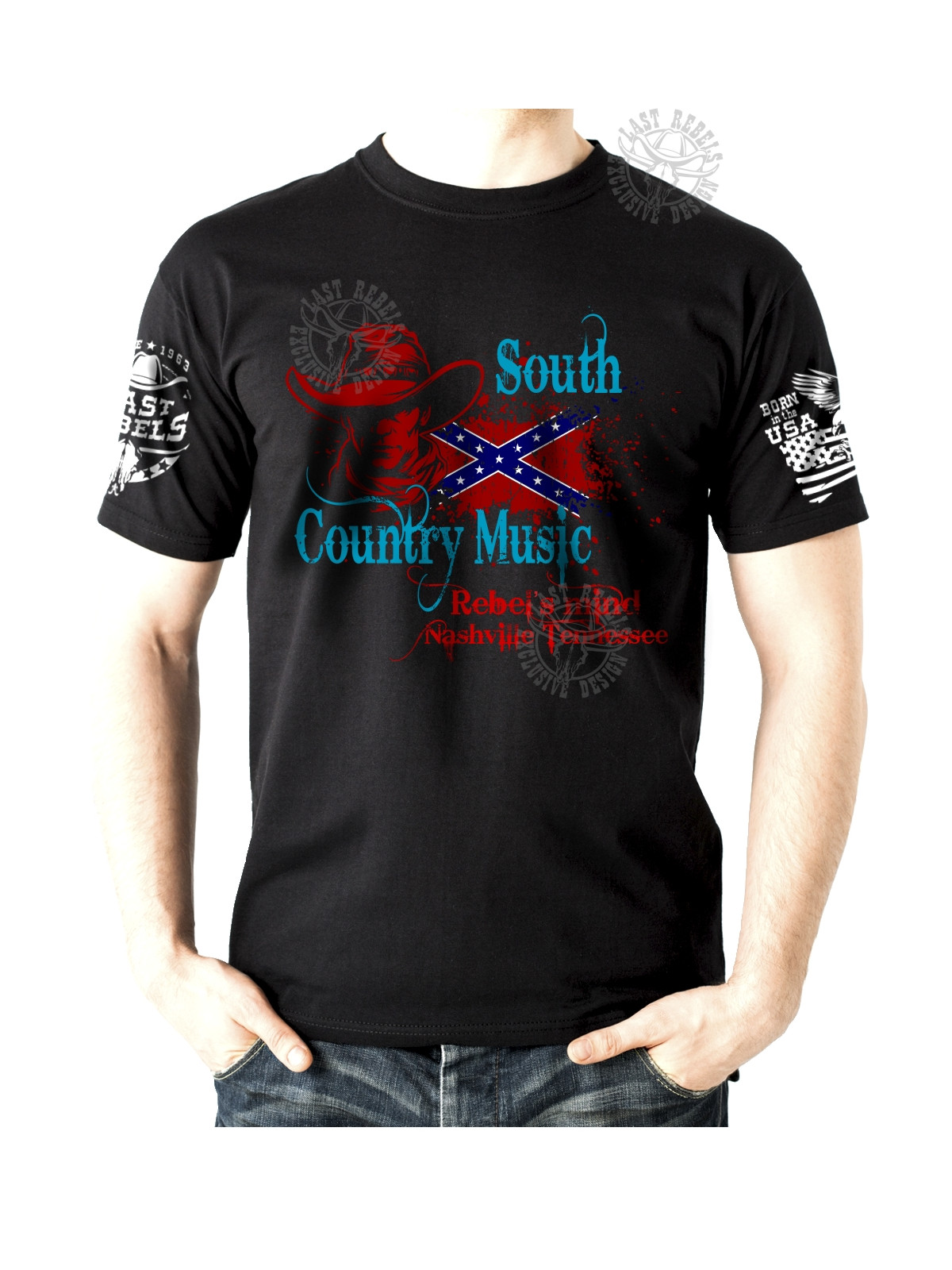 T-shirt danse country homme LAST REBELS - "South Country Music" - Vue de face