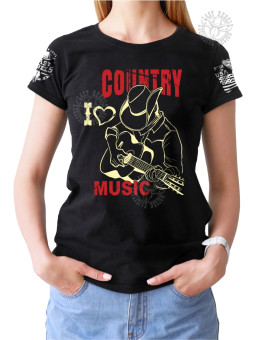 T-shirt femme Danse-Country "I Love Country Music" - LAST REBELS - Vue de face