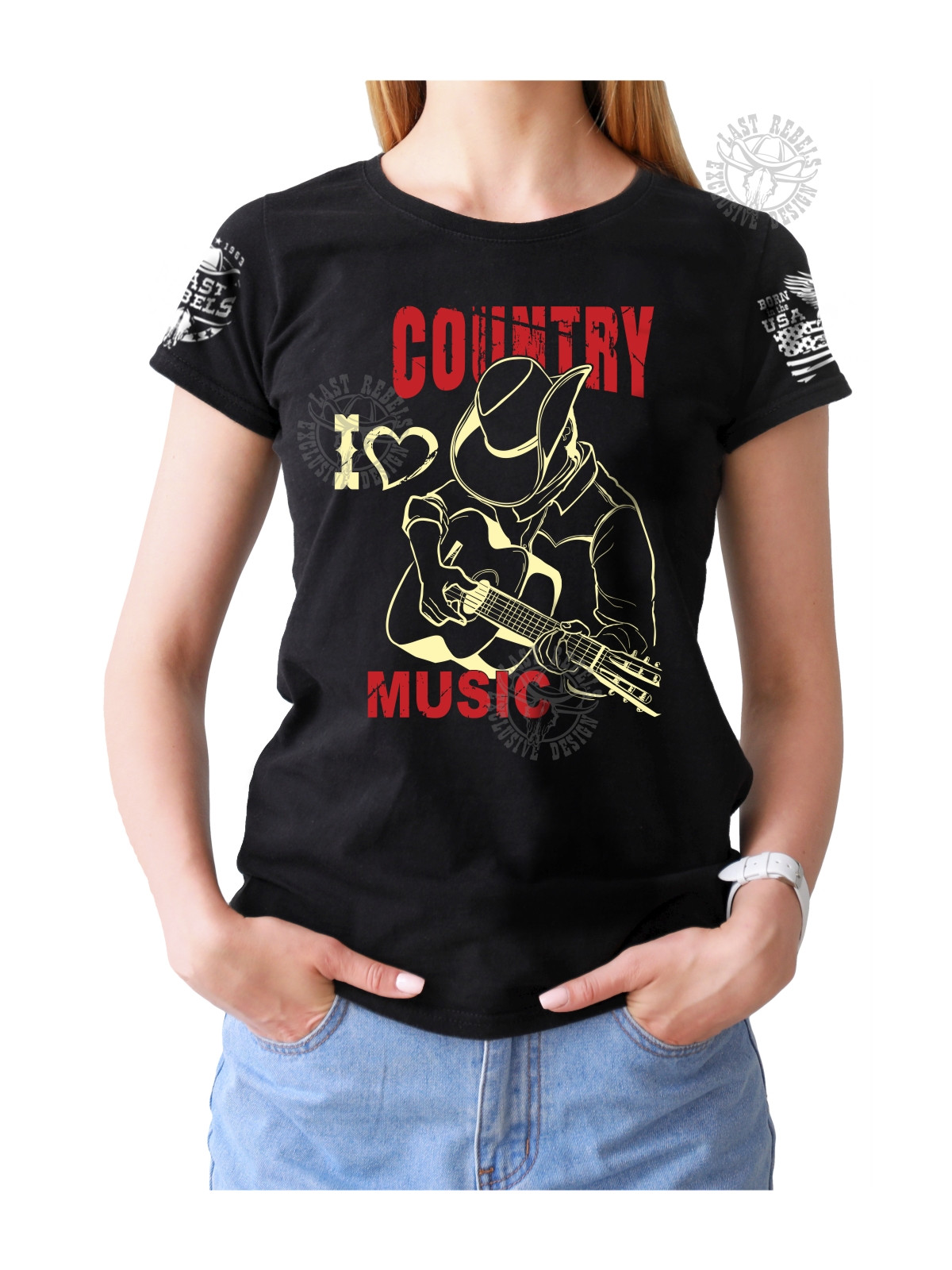 T-shirt femme Danse-Country "I Love Country Music" - LAST REBELS - Vue de face