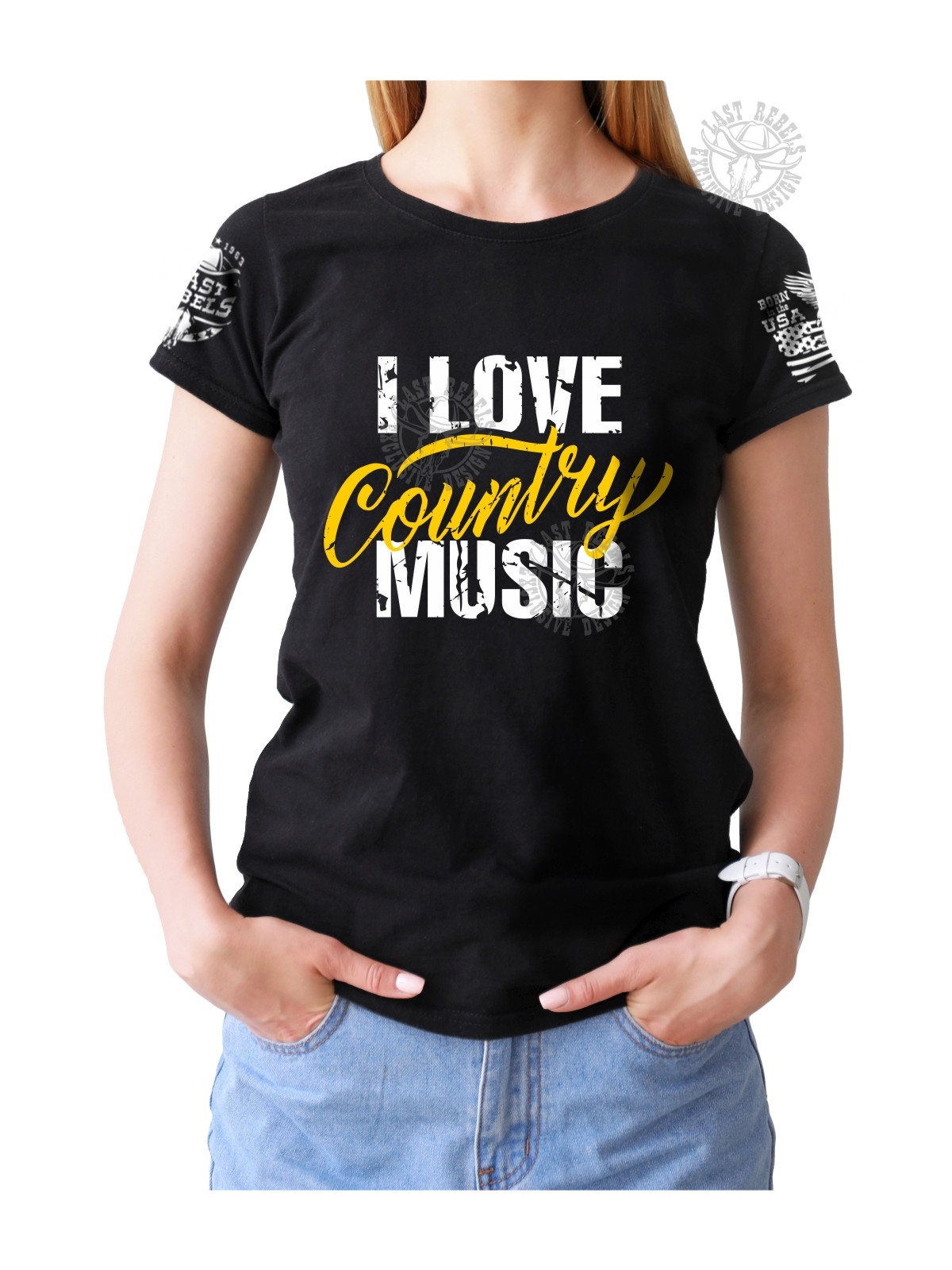 T-shirt femme Danse-Country "I Love Country Music" - LAST REBELS - Vue de face