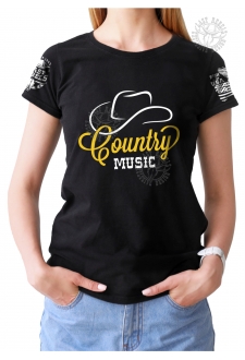 T-shirt Danse Country femme Last Rebels "Musique Country" avec chapeau de cowboy