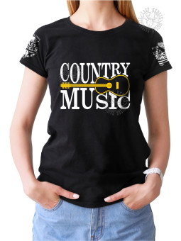T-shirt femme Danse-Country "Country Music & Guitare" - LAST REBELS - Vue de face