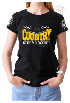 T-shirt Danse Country femme Last Rebels "Country" couvert d'un chapeau de cowboy