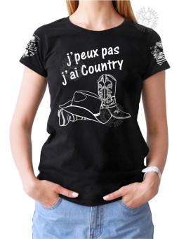 T-shirt femme Danse-Country "Je peux pas, j'ai Country" - LAST REBELS - Vue de face