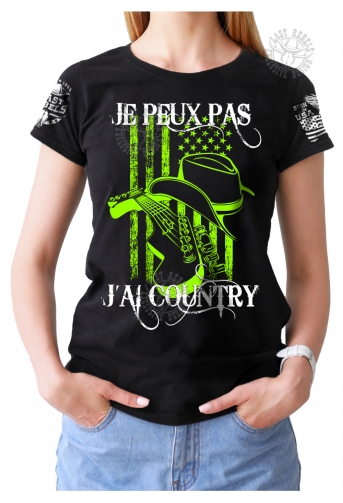 T-shirt Danse Country femme Last Rebels "Je peux pas j'ai Country" en couleur