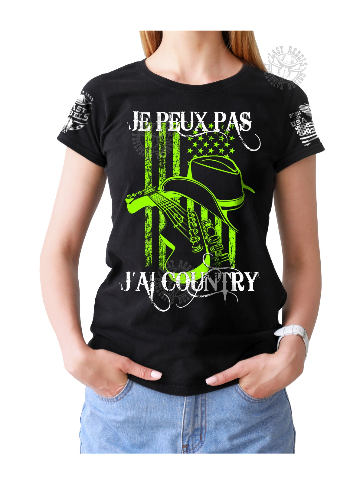 T-shirt femme Country "Je peux pas, j'ai Country" - LAST REBELS - Vue de face