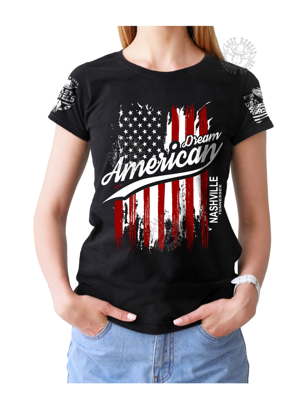 T-shirt femme Country "Rêvons d'Amérique" - LAST REBELS - Vue de face