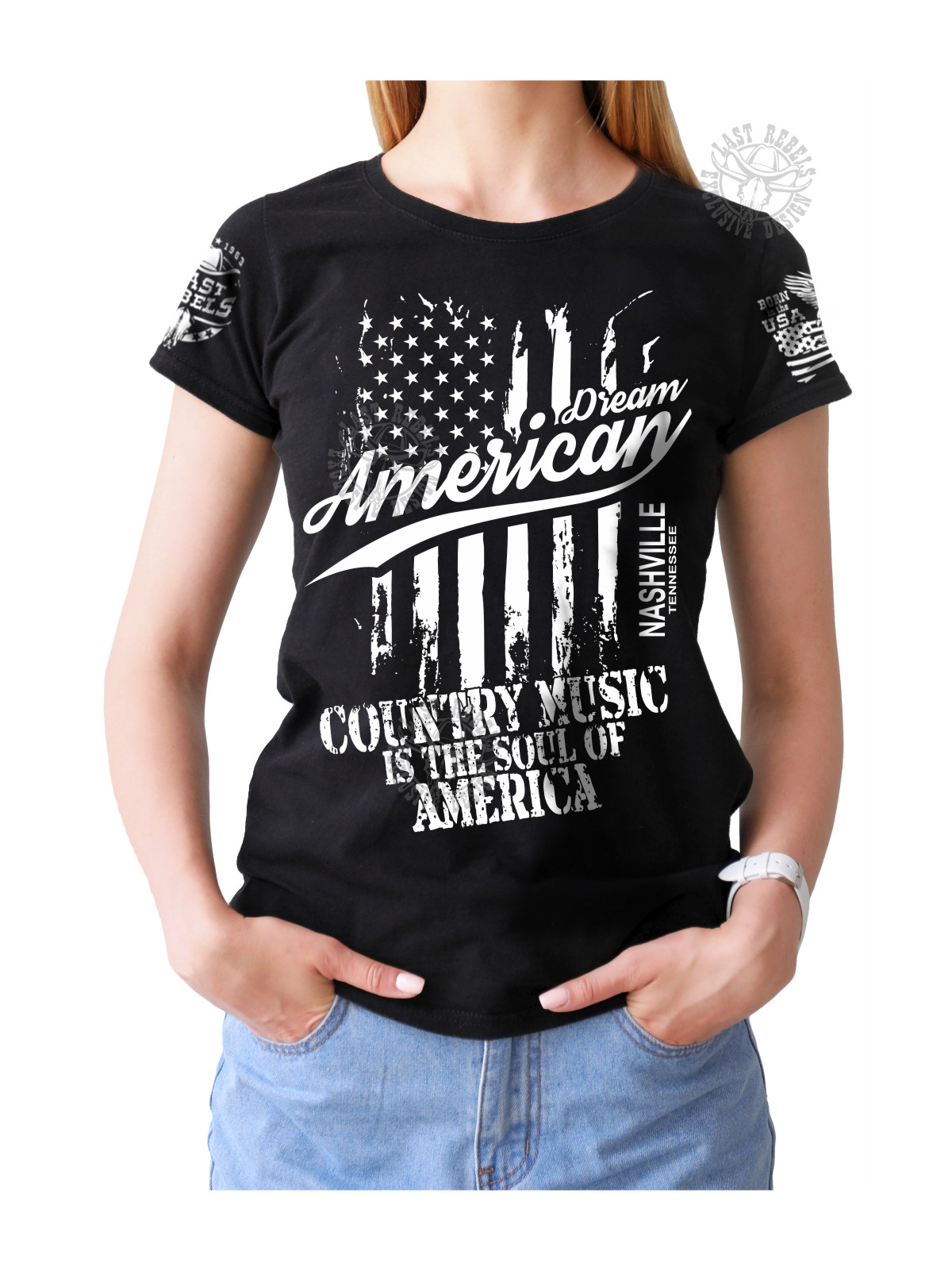 T-shirt femme Danse-Country "Rêvons d'Amérique" - LAST REBELS - Vue de face