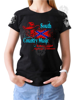 T-shirt femme Danse-Country "South Country Music" - LAST REBELS - Vue de face