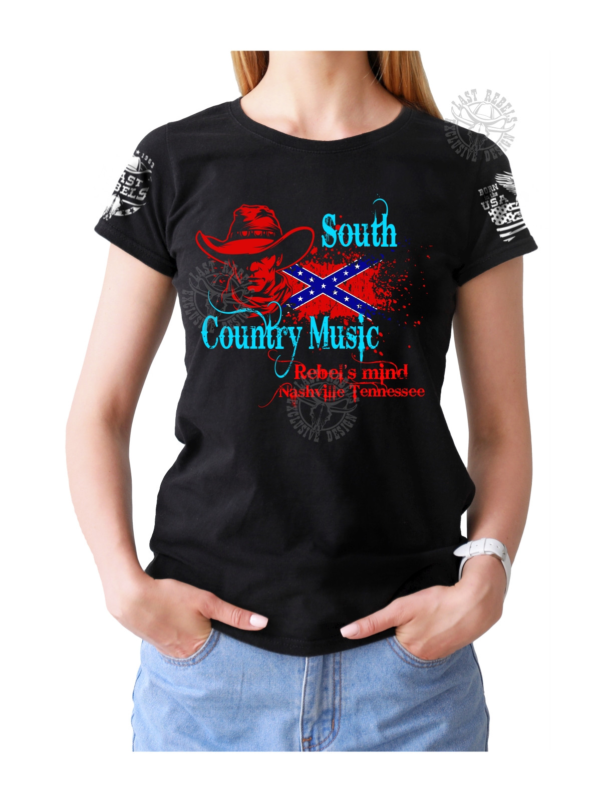 T-shirt femme Danse-Country "South Country Music" - LAST REBELS - Vue de face