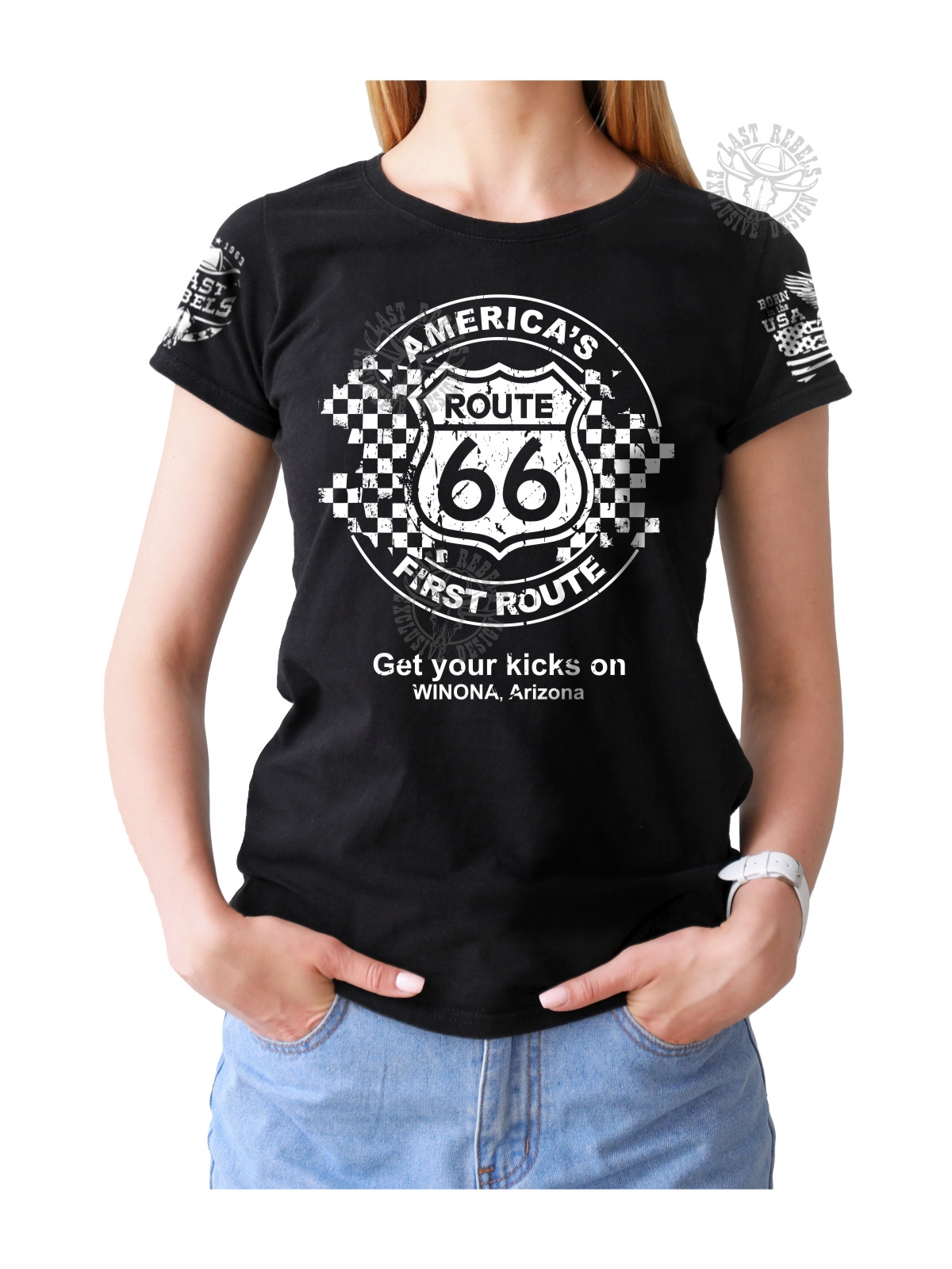 T-shirt femme Danse-Country "Route 66" - LAST REBELS - Vue de face