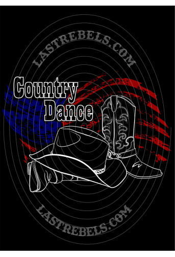Gilet danse country homme LAST REBELS - Bottes et Chapeau sur Drapeau Américain - Motif exclusif