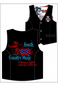 Gilet Danse Country homme Last Rebels "Southern Country Music" sur drapeau sudiste"