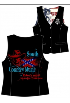 Gilet Danse Country femme Last Rebels "Southern Country Music" sur drapeau sudiste"
