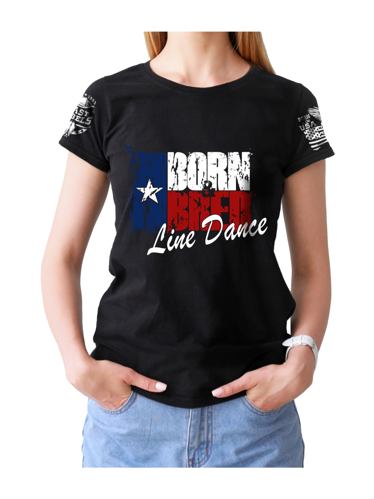 T-shirt femme Danse-Country "Born and Bred Line Dance" - LAST REBELS - Vue de face