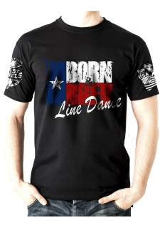 T-shirt Danse Country homme Last Rebels "Né et élevé à la Line Dance" sur drapeau Texan