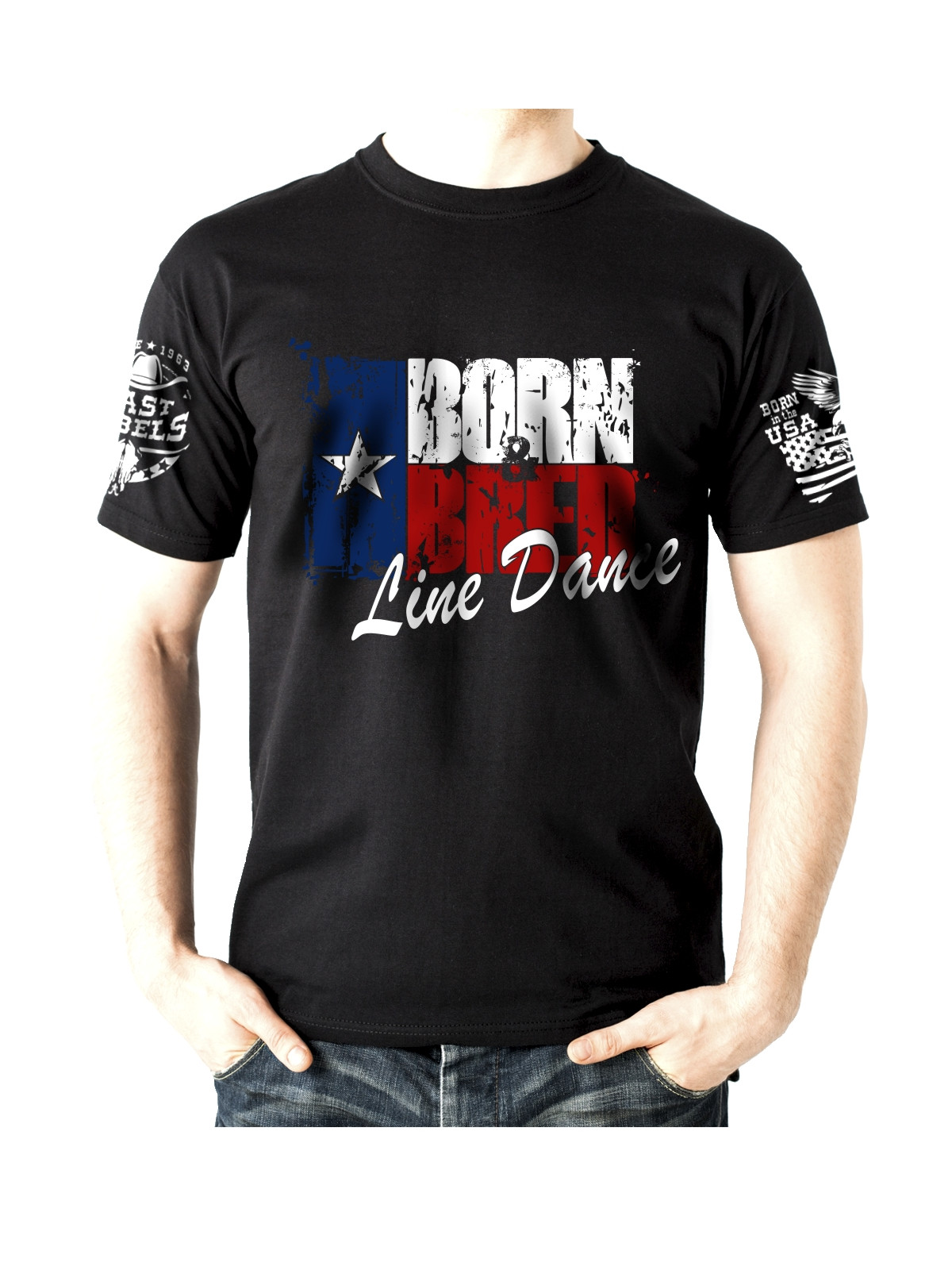 T-shirt danse country homme LAST REBELS - "Born and Bred Line Dance" - Vue de face