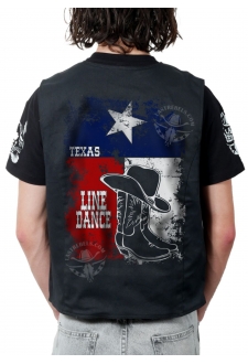 Gilet danse country homme LAST REBELS - Bottes, chapeau et Texas - Impression dos