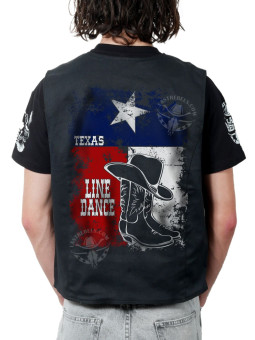 Gilet danse country homme LAST REBELS - Bottes, chapeau et Texas - Impression dos