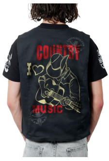 Gilet danse country homme LAST REBELS - I ❤ Country Music - Impression dos