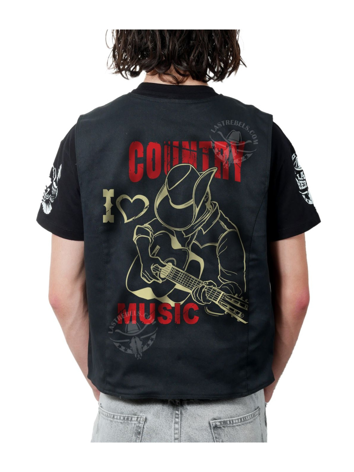Gilet danse country homme LAST REBELS - I ❤ Country Music - Impression dos