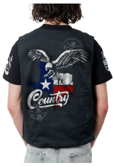 Gilet danse country homme LAST REBELS - Aigle Américain sur Drapeau du Texas - Impression dos