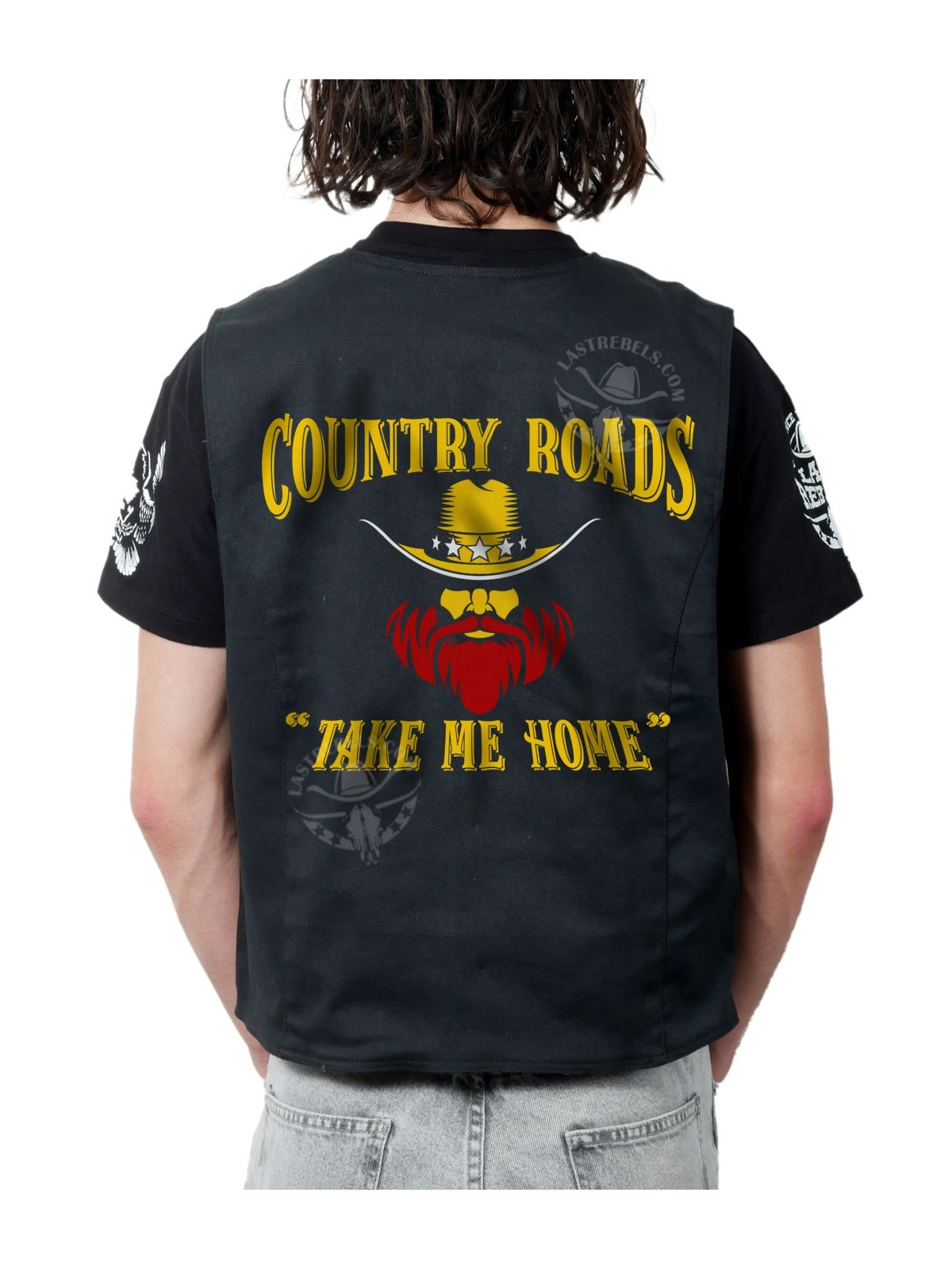 Gilet danse country homme LAST REBELS - Country Roads, Take Me Home - Impression dos