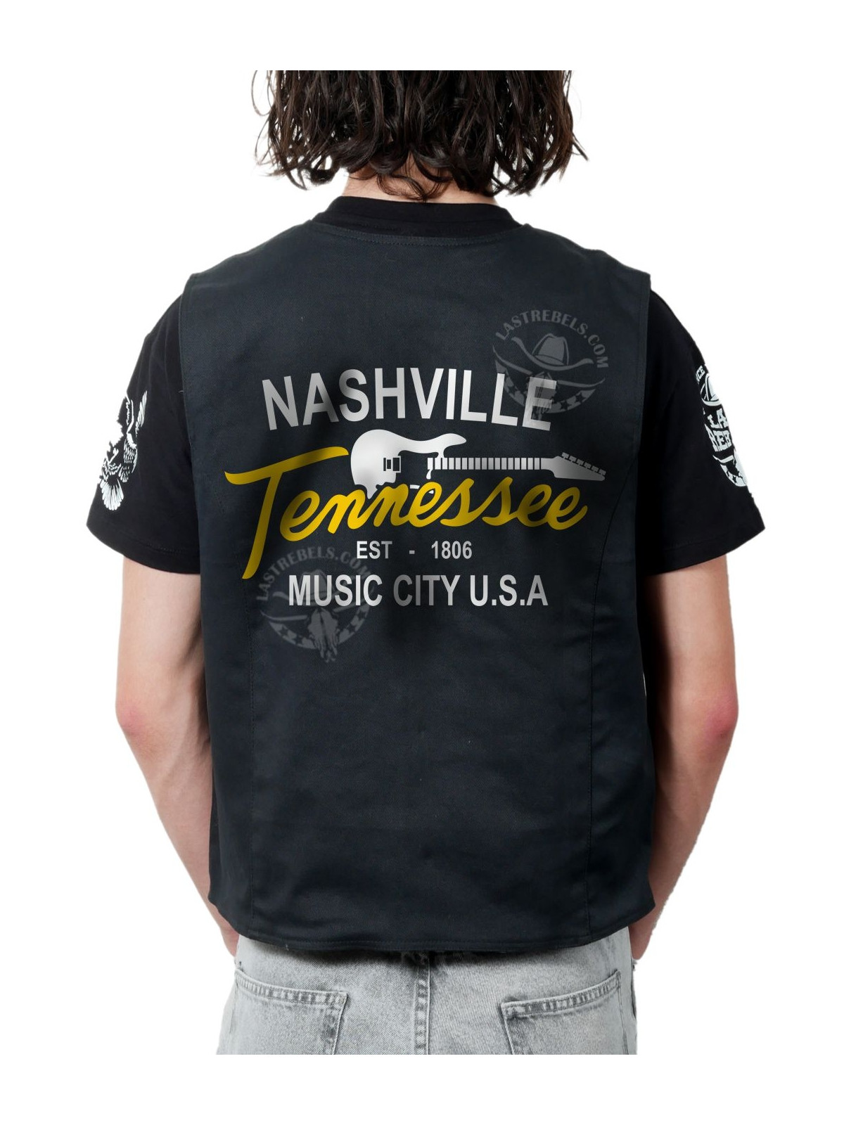 Gilet danse country homme LAST REBELS - Nashville Tennessee, Capitale de la Country - Impression dos