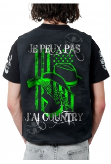 Gilet danse country homme LAST REBELS - Je peux pas, j'ai Country - Impression dos