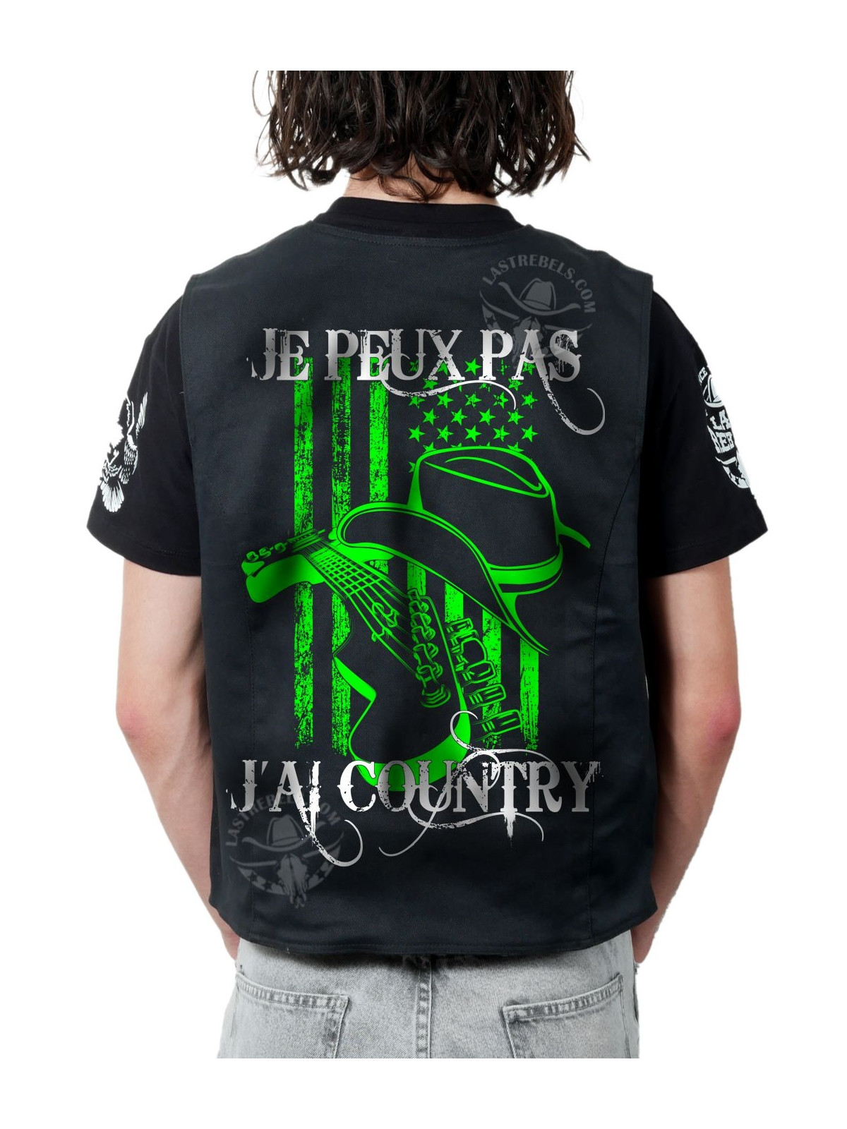 Gilet danse country homme LAST REBELS - Je peux pas, j'ai Country - Impression dos