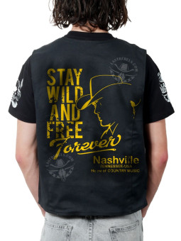 Gilet danse country homme LAST REBELS - Un vrai cowboy est indomptable et libre - Impression dos