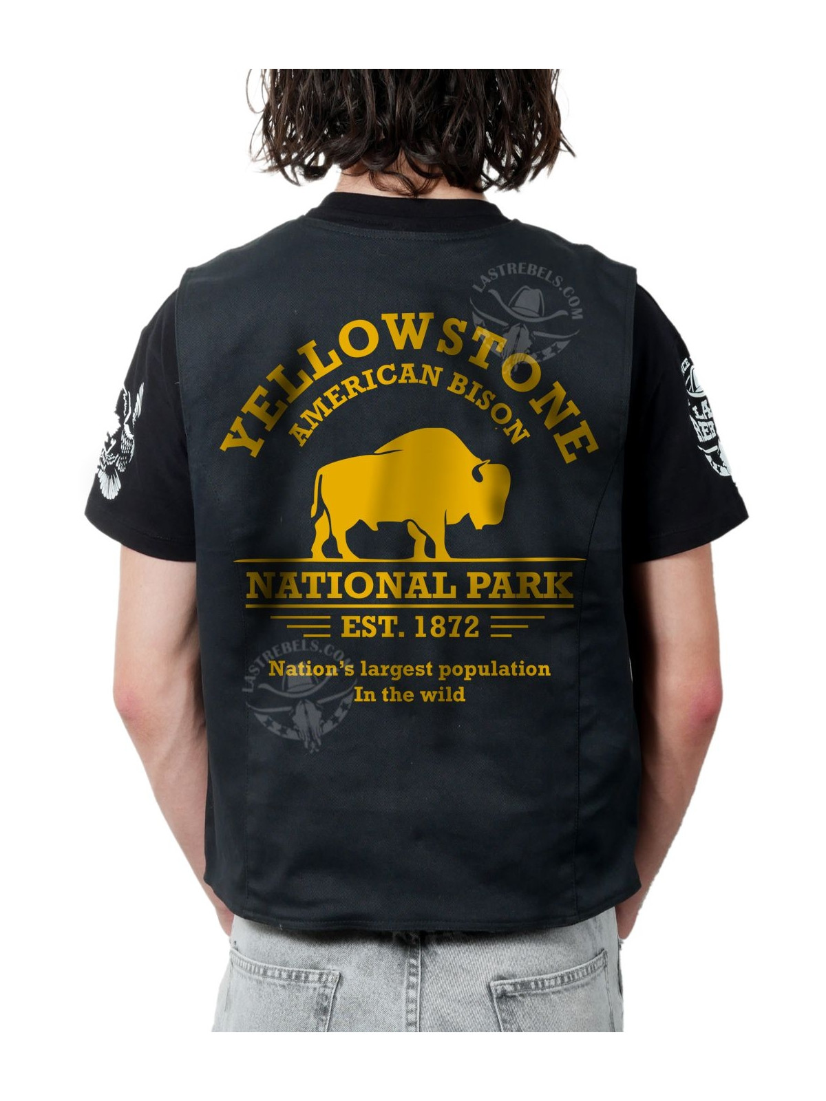 Gilet danse country homme LAST REBELS - Yellowstone, Réserve de Bisons d'Amérique - Impression dos