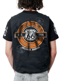 Gilet danse country homme LAST REBELS - Route 66 American Highway - Impression dos