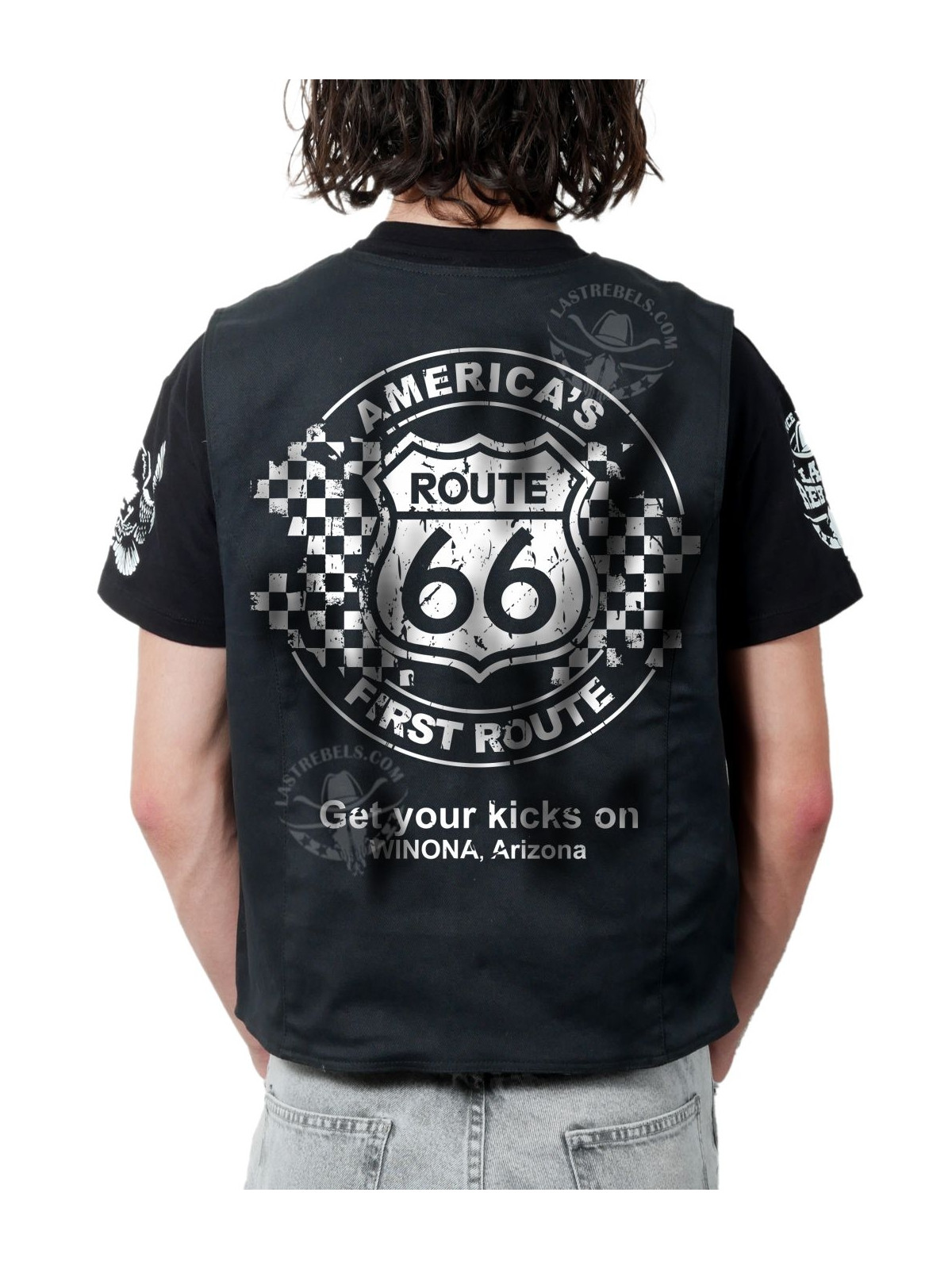 Gilet danse country homme LAST REBELS - Route 66 America's First Route - Impression dos